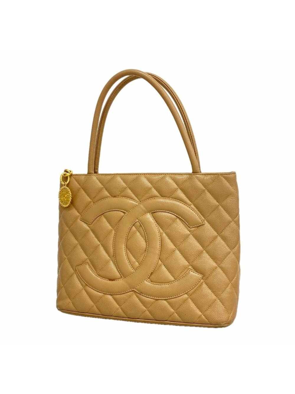 Chanel Tote Bag Reissue Caviar Leather Beige Gold